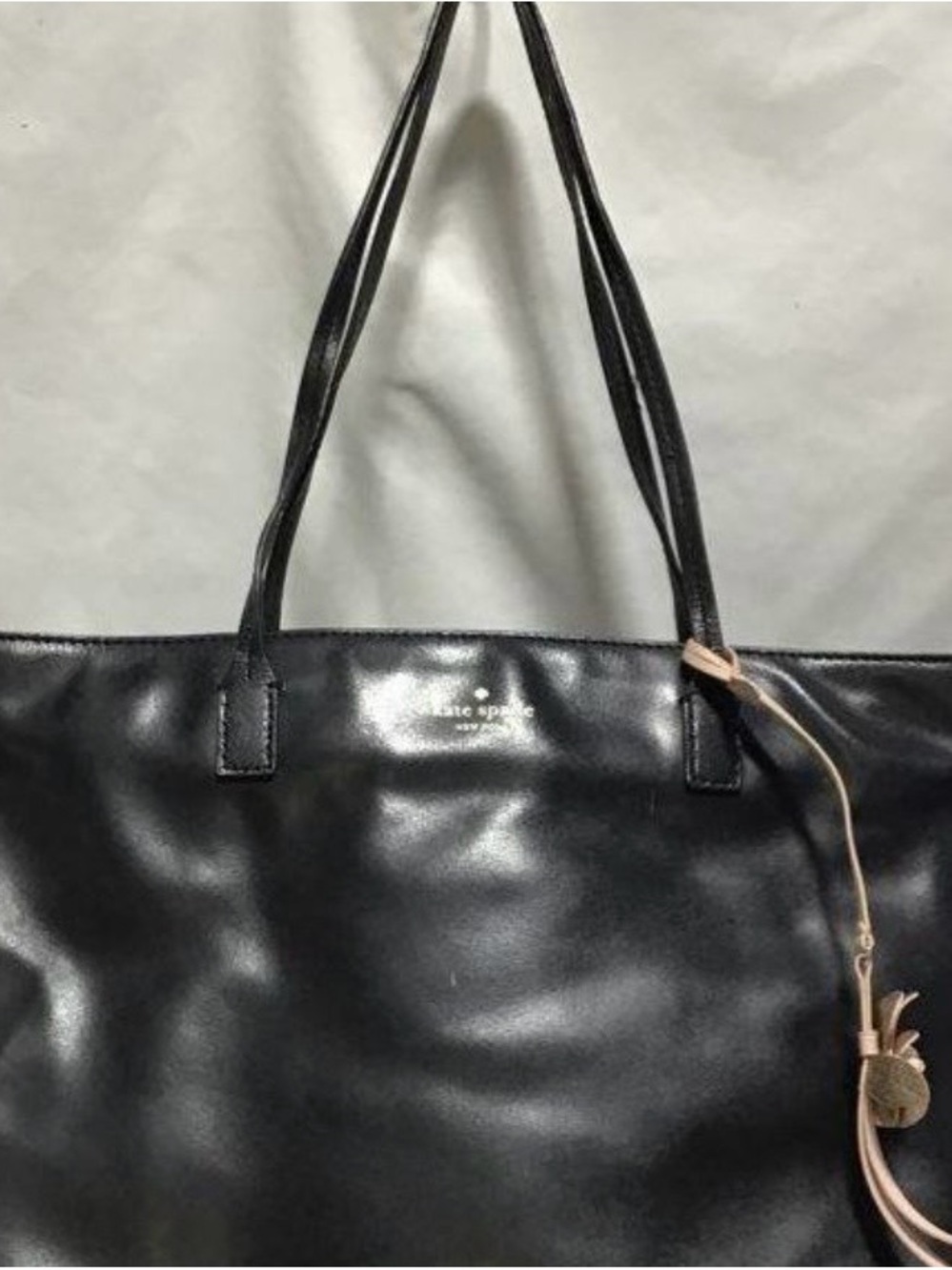 kate spade Black Leather Tote with Charm